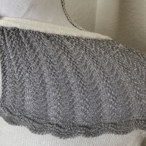 Portrait of a Flower White Sweater w/ Silver Lace - Picture 5 of 9